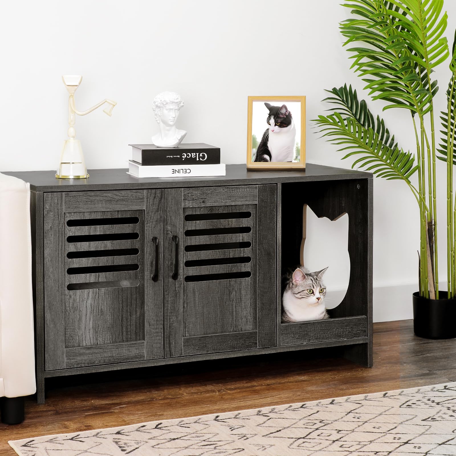 Amazon | トイレのエンクロージャー 猫用トイレボックス Frniture 隠し