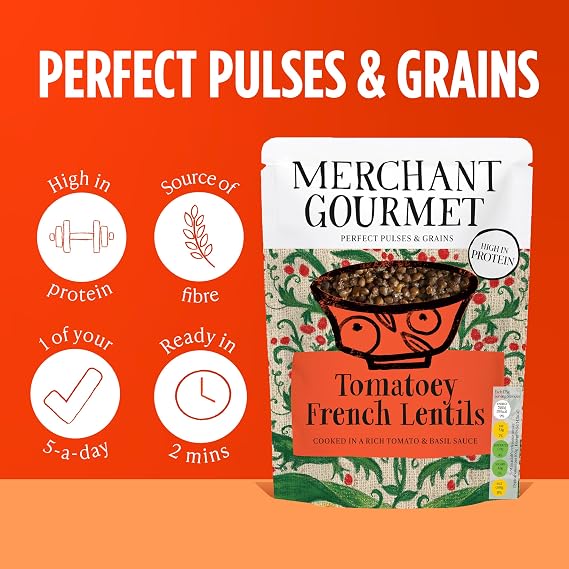 Merchant Gourmet Tomatoey French Lentils, 250 g (6-Pack)
