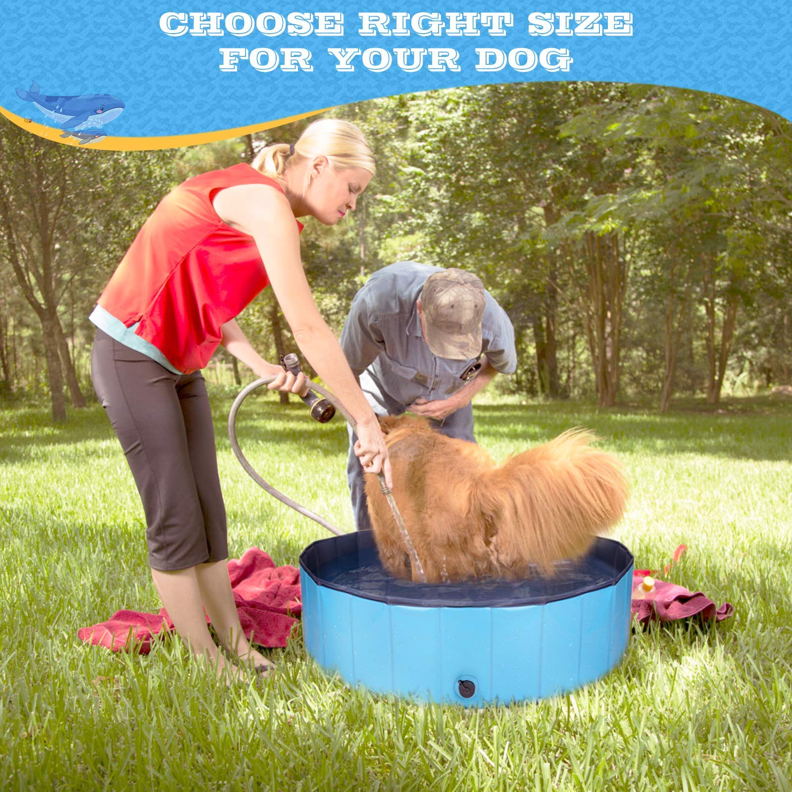 Future Way Foldable Dog Pool for Medium Dogs, Heavy Duty Dog Bathtub, Durable Pet Pool for Dogs and Kids, Easy to Set Up and Fold, Blue (48Inch.D x 12Inch.H)