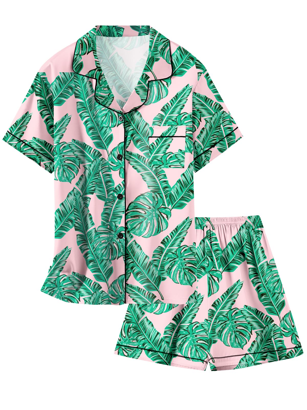 Girls &amp; Womens Satin Pajamas Set, Silk Button-Down Sleepwear 2 Piece Nightwear, 3 Years - Women XXL
