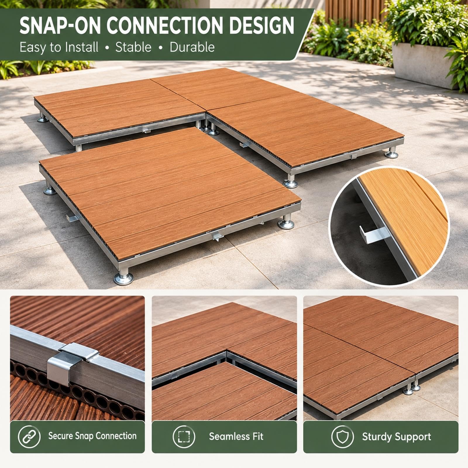 4 PCS Plataforma Terraza Modular Elevada Resistente A La Intemperie WPC
