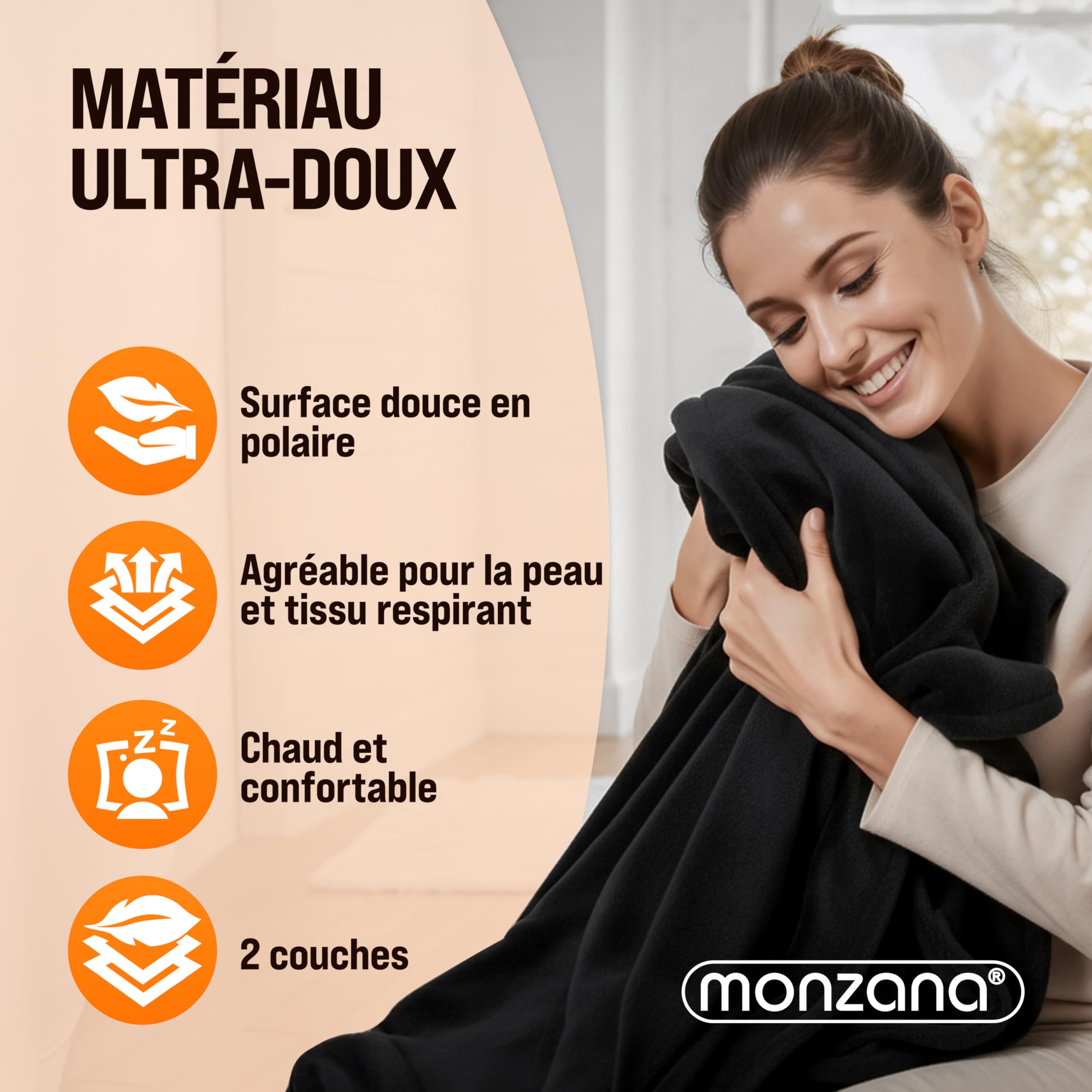 Monzana® Couverture chauffante 180x130cm 2 Places 10 Niveaux de Chauffage minuteur arrêt Automatique surmatelas Chauffant électrique Anthracite