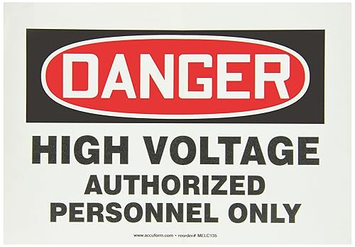 accuform signos melc135vs vinilo calcomanía seguridad Sign Leyenda Peligro solo personal autorizado de alto voltaje 7 de longitud x 10 ancho x 0004