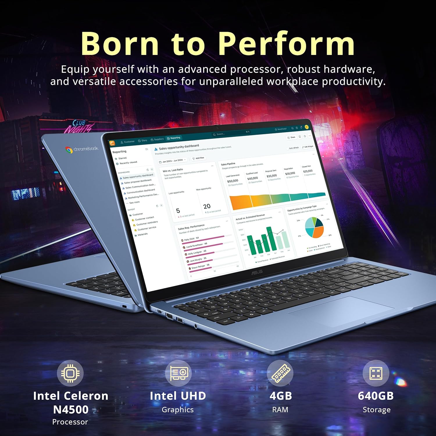 ASUS Chromebook CX15 15.6" FHD IPS Laptop, Intel Celeron N4500, 4GB RAM, 640GB Storage (128GB eMMC+512GB Docking Station Set), Intel UHD Graphics, Number Pad, Webcam, WiFi 6, Chrome OS, Fabric Blue - Image 3