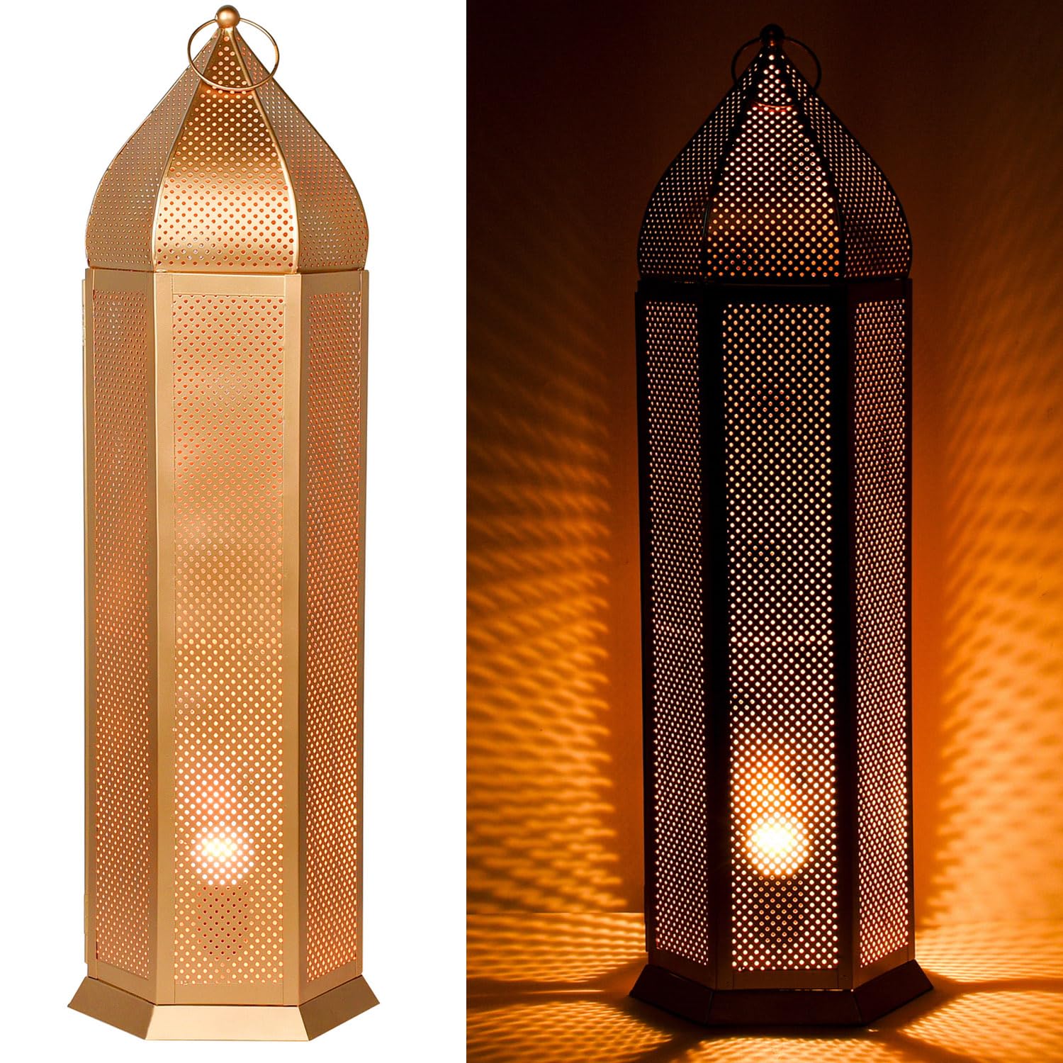 Orientalische Stehlampe Azel aus Metall in Gold Boho 72 cm Wohndeko