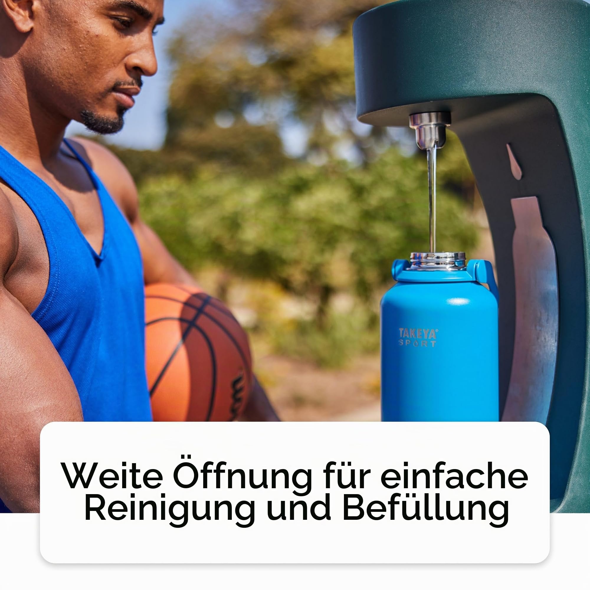 Takeya Sport Dreifachwandige isolierte Edelstahl-Wasserflasche mit eisblockierendem Auslaufdeckel, unübertroffene Qualität, 26+ Stunden kalt, Grand Slam Black