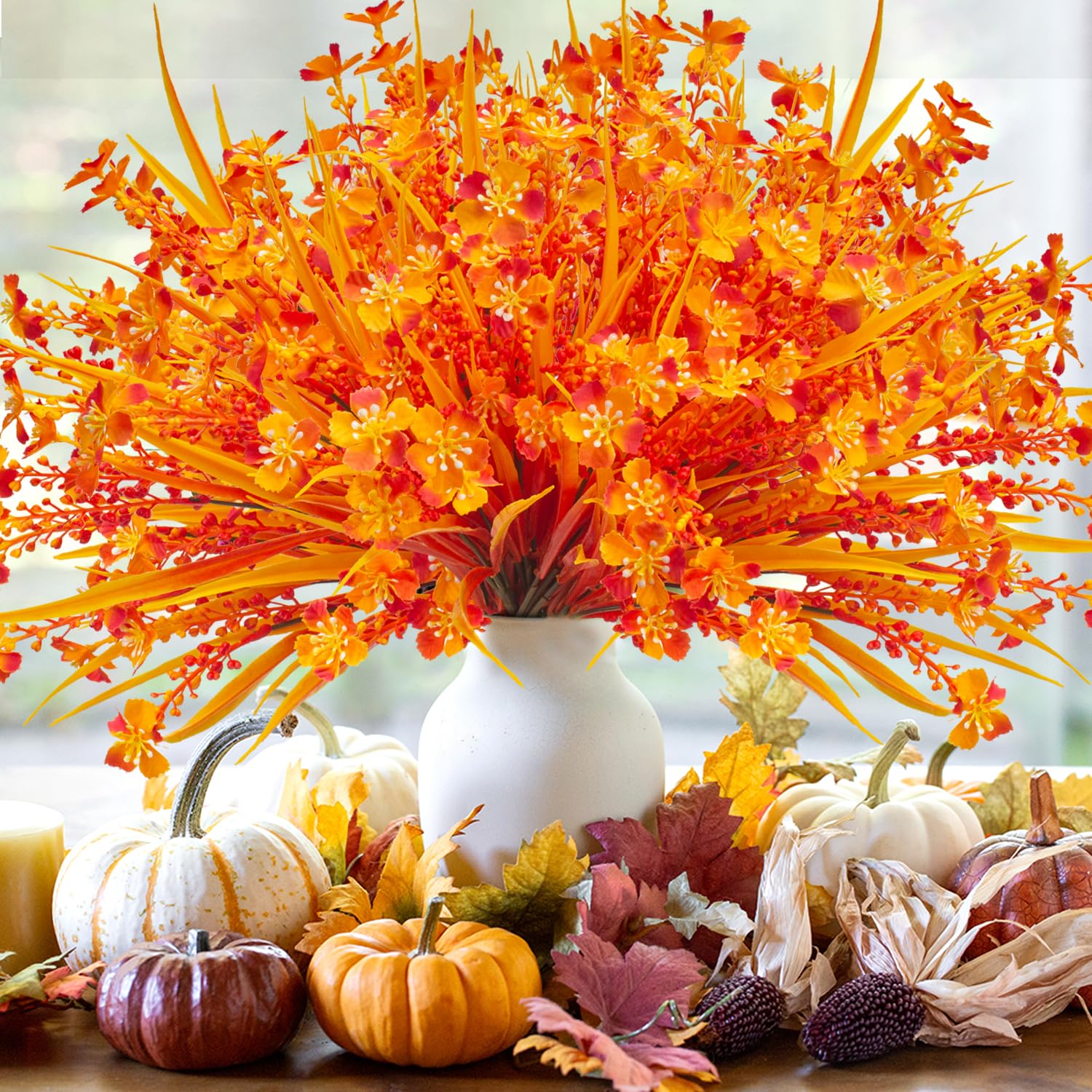 Amazon.com: 12 Bundles Artificial Fall Flowers for Outdoors Fake Plants ...