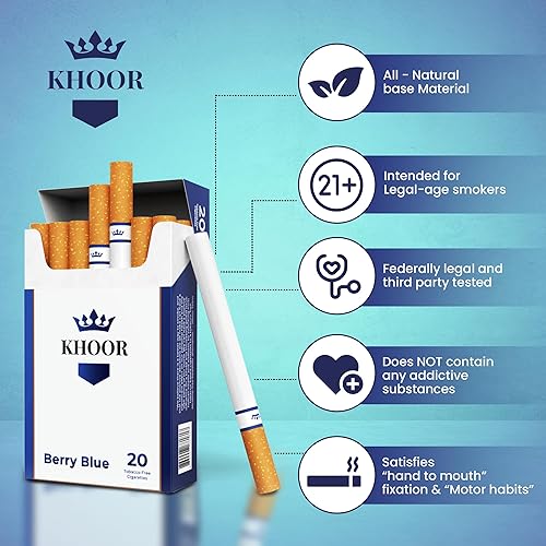 Miniatura 2 de KHOOR Cigarrillos a base de hierbas, 2 paquetes de azul baya, no adictivos, sin tabaco y sin nicotina, sustituto de cigarrillo tradicional, sabor a