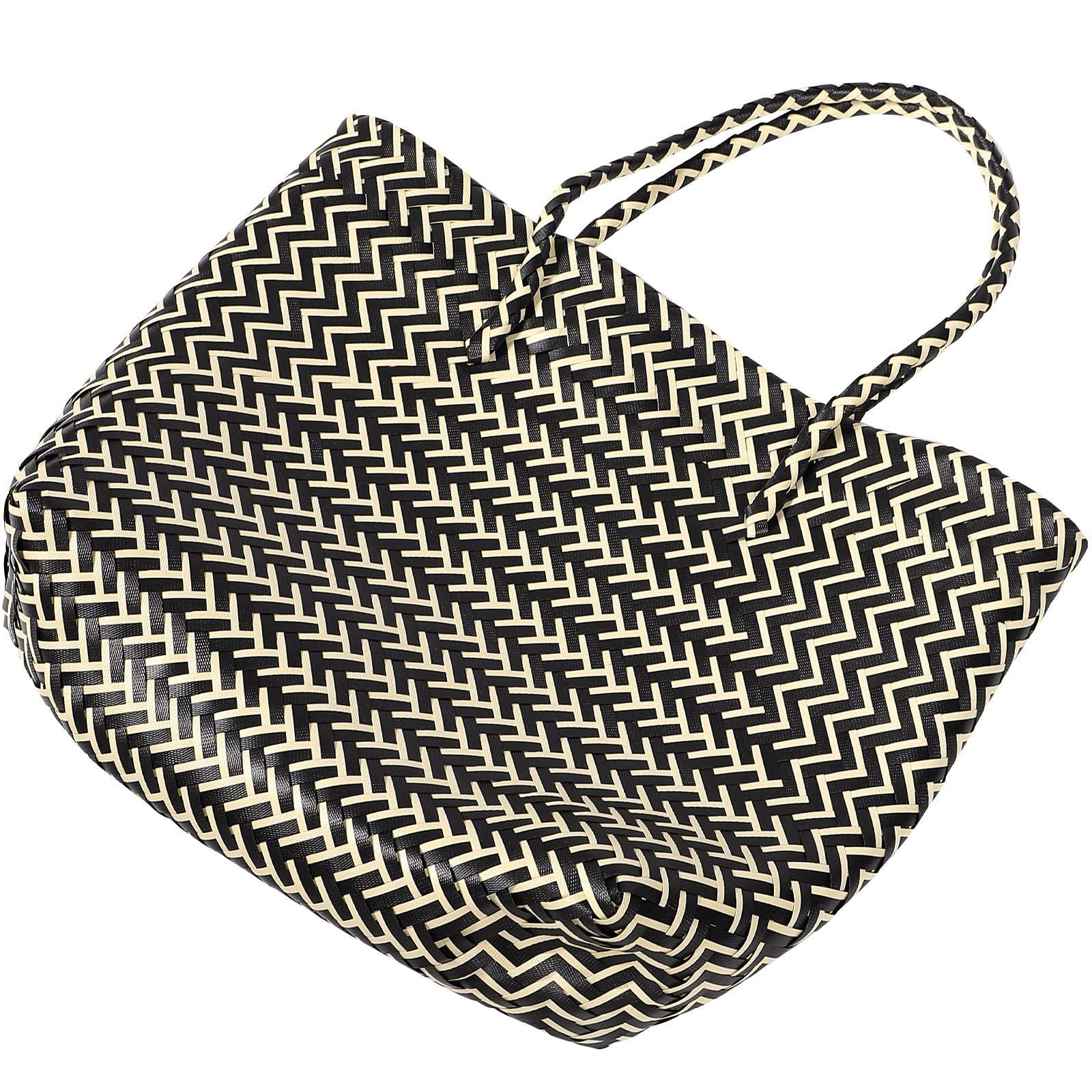 Bolso Tejido Artesanal para Mujer, Bolsa Compra Ligera y Portátil, Gran Capacidad, Estilo Natural Adecuado para Supermercado y Decoración