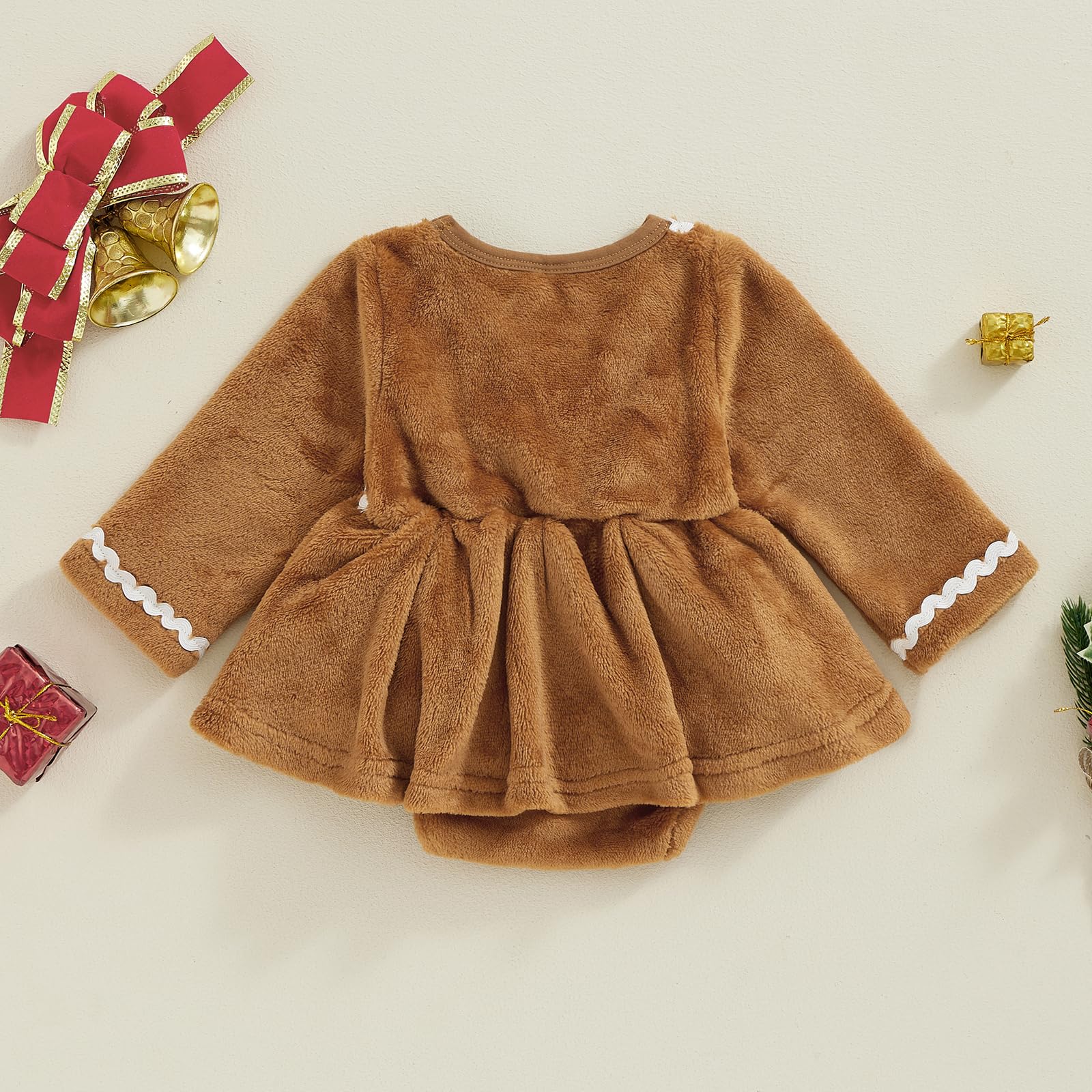 Vestido de Navidad de pan de jengibre recién nacido, vestido de forro polar, vestidos de Navidad, ropa de otoño e invierno