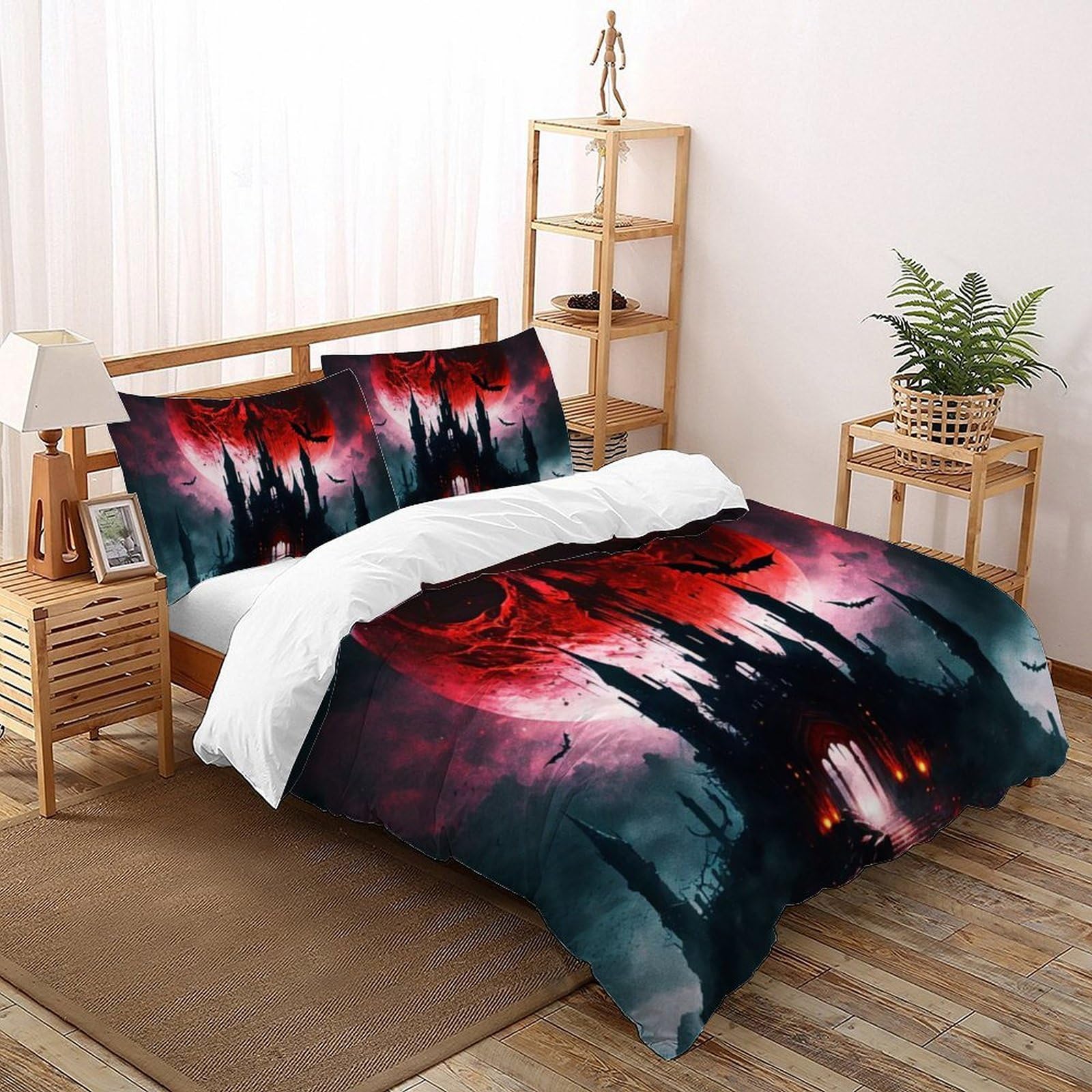 Housse de couette 260x220 cm avec 2 taies d'oreiller super king size à fermeture éclair