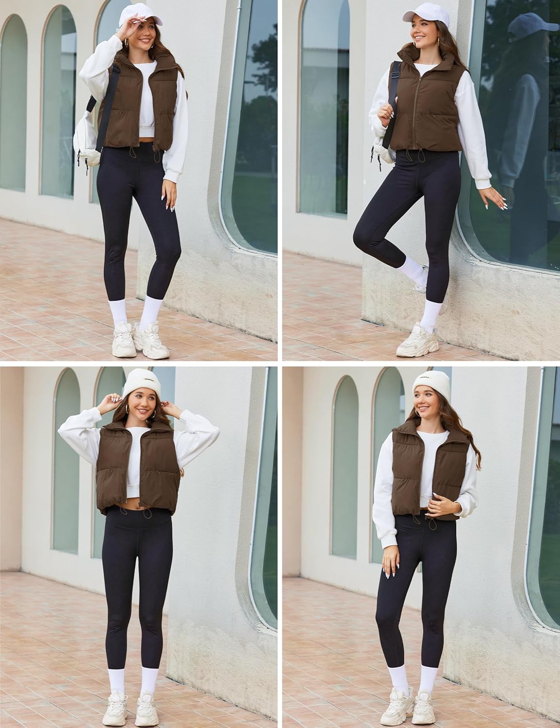 MAGCOMSEN Women's Cropped Puffer Vest Lightweight Zip Up Stand Collar Winter Fashion Outerwear Sleeveless Padded Gilet - Image 5