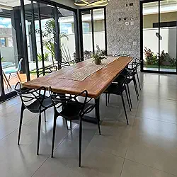 Mesa de Jantar Rústico Moderno Martinez | Madeira Maciça Peroba Rosa | 2,00m para 8 Lugares