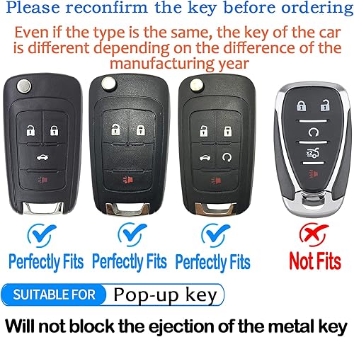 Miniatura 2 de Tukellen Funda para Llavero de Chevrolet TPU Suave Premium Protección Completa Carcasa Compatible con Chevy Camaro Cruze Impala Equinox Volt Spark