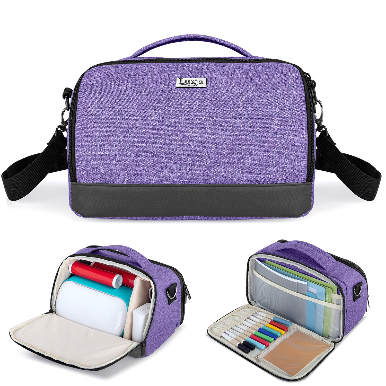 LUXJA Carrying Case Compatible with Cricut Joy, Bag Compatible with Cricut Joy and Tool Set (with Accessories Storage Section), Purple (Bag Only, Patent Design)