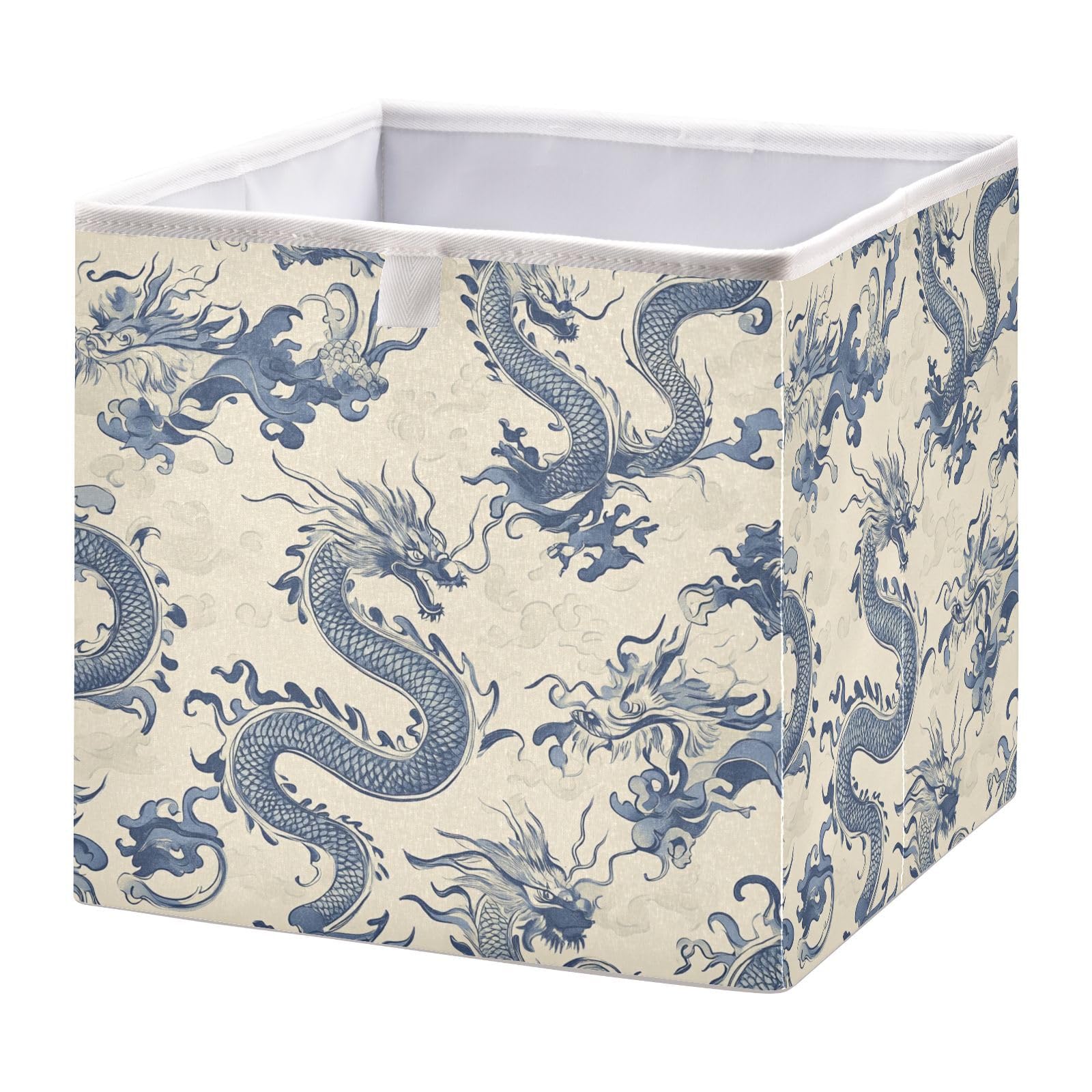 Ewusp Cute Dragon Cube Storage Boxes 28x28 cm Foldable Closet Organiser Bin Dog Toy Basket Baby Basket for Nursery Bedroom Office