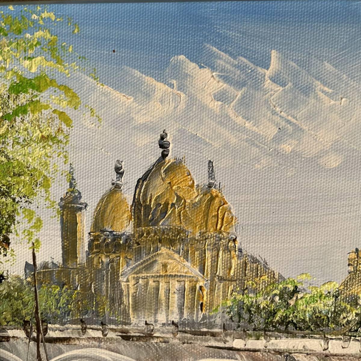 手書き油絵 パリの風景 エッフェル塔 額付 肉筆絵画 インテリア 油彩画 手書き油絵 パリの風景 エッフェル塔 絵画 額付き インテリア
