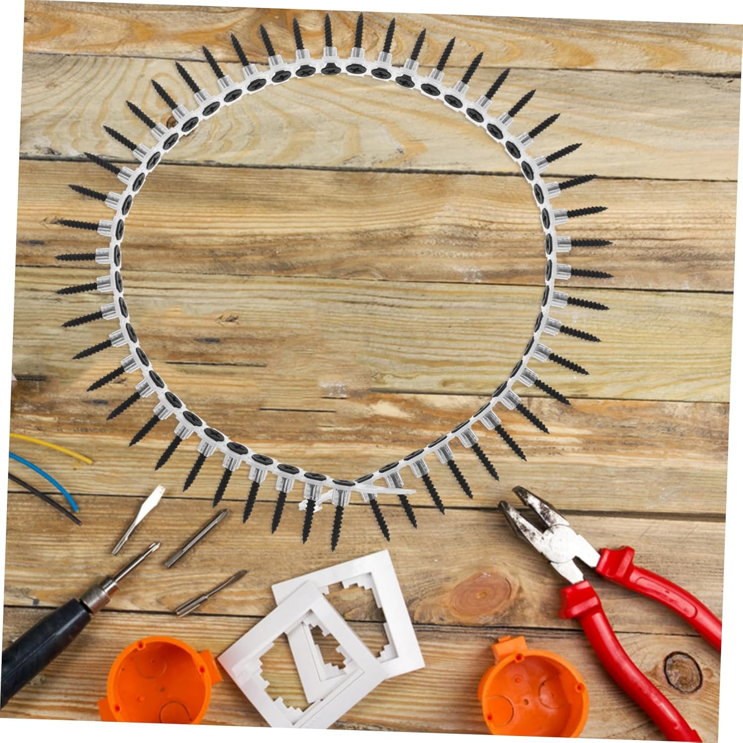 Angoily 1000pcs Drywall Screws and Plastic Chain Fasteners for Woodworking Includes Self-Tapping Screws and Anchors Convenient Installation for Renovation Projects