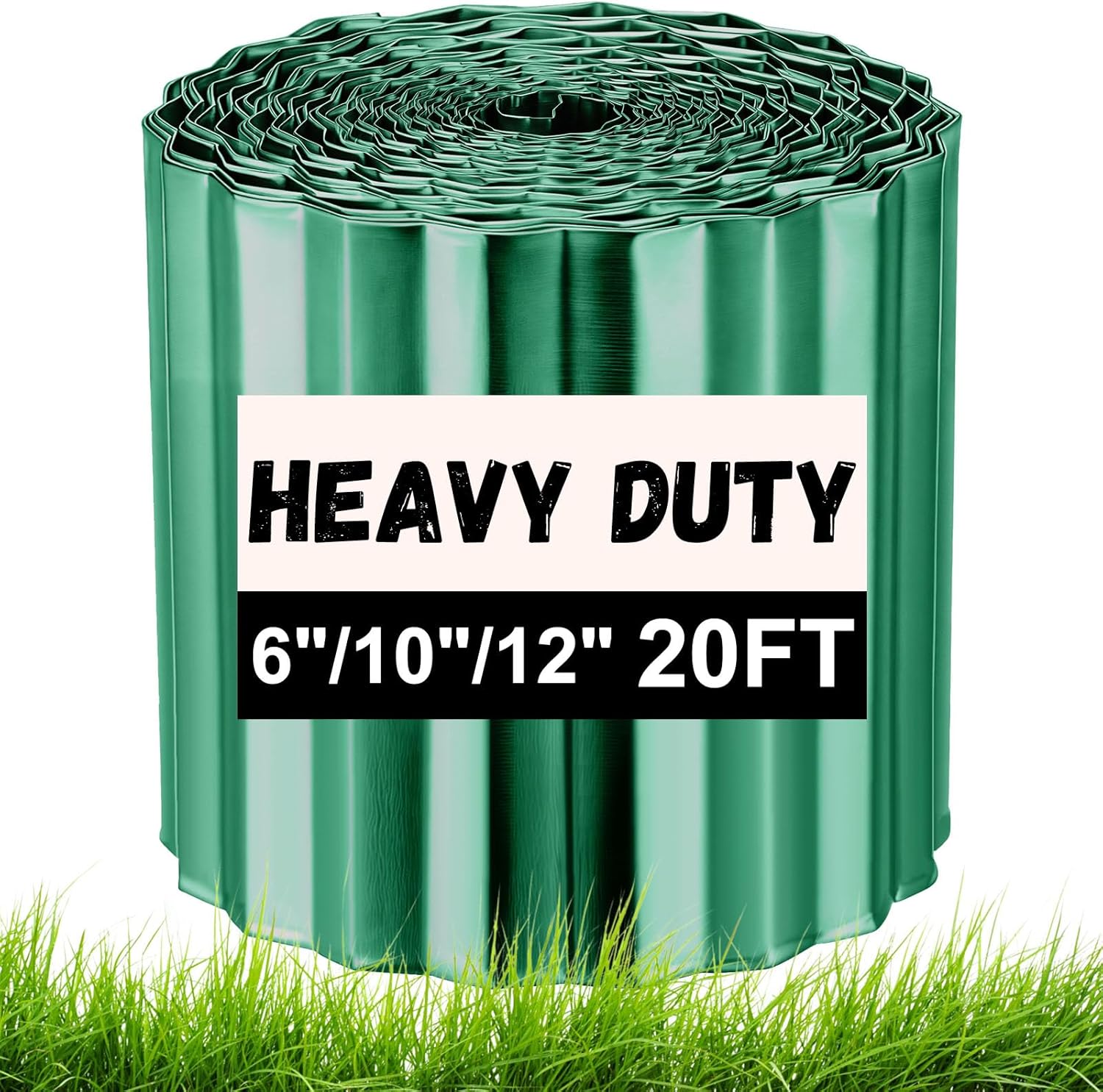 Tandefio Corrugated Metal Garden Edging 12 in x 20 ft Landscape Galvanized Sturdy Edging Border for DIY Flower Bed Lawn Landscaping (Green)