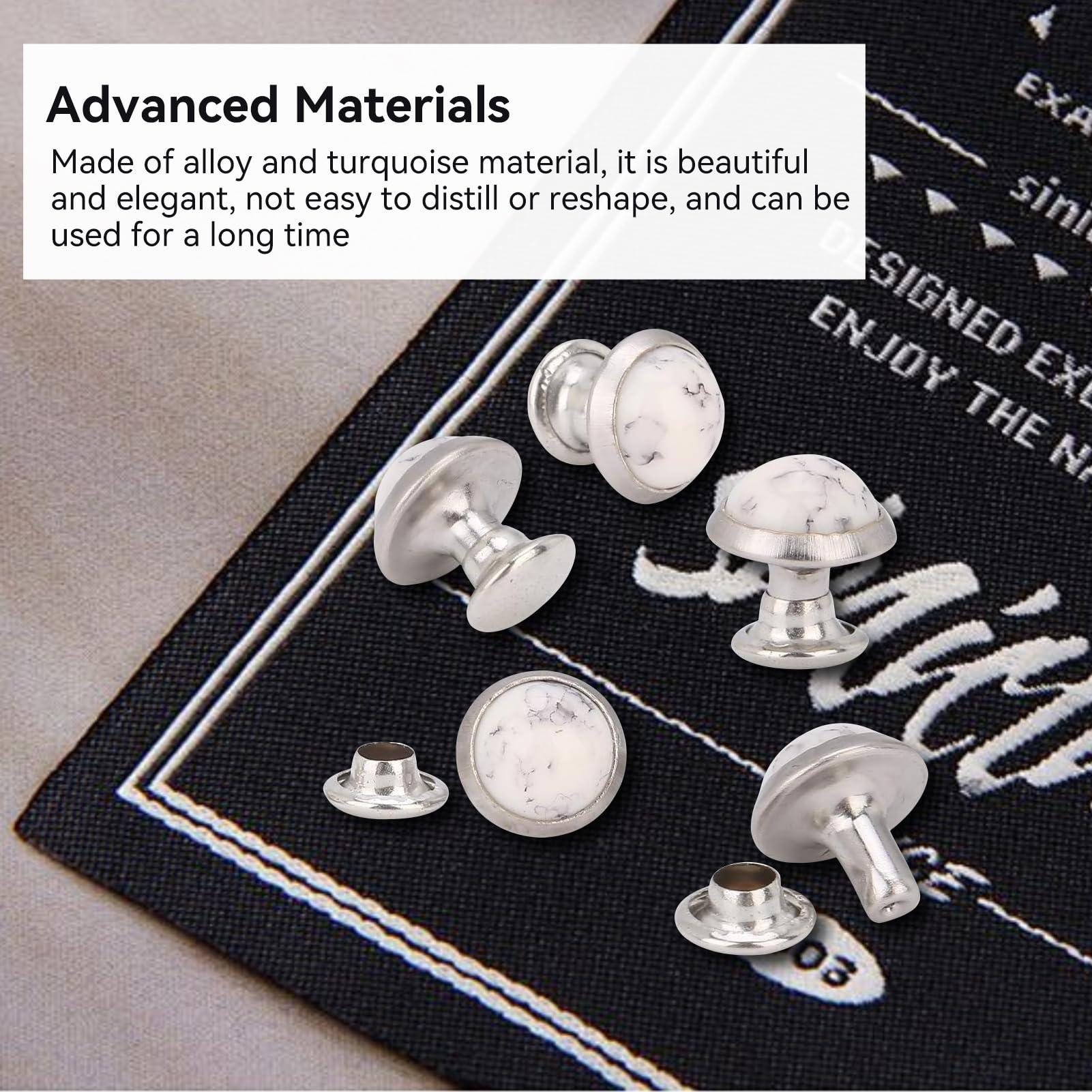 40 Sets 8mm Faux Turquoise Rivets Kit, Rapid Rivets Studs Belt Bag Shoes Garment Turquoise Rapid Rivets Studs DIY Leathercraft for Bag Shoes Bracelet Clothing Accecssories DIY Project(7#)