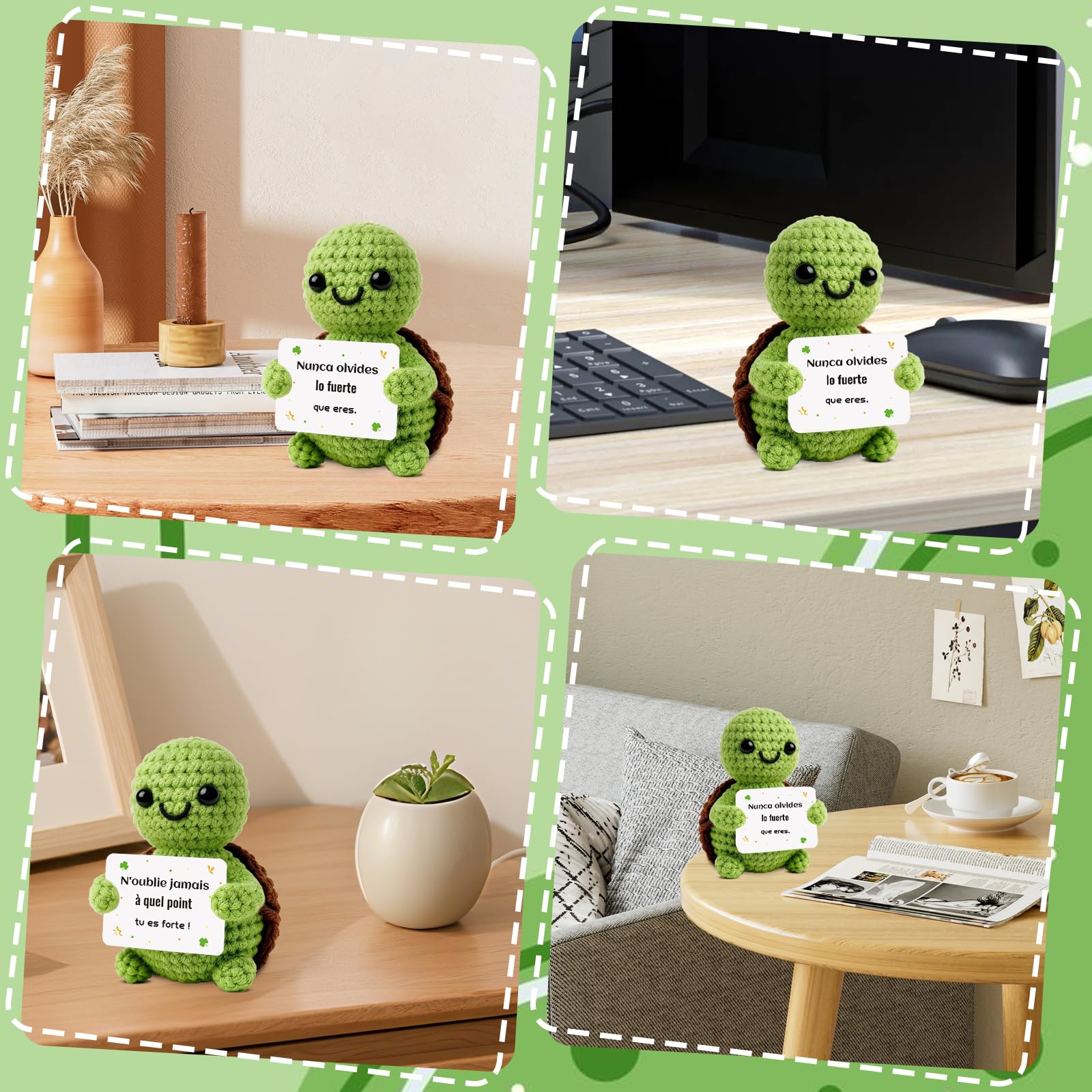 Tartaruga Portafortuna Fatta a Mano con Messaggi Ispiratori - Peluche Morbido con Frasi Motivazionali in Italiano, Regalo Originale per Amiche, Compleanni e Lauree (Tartatata)