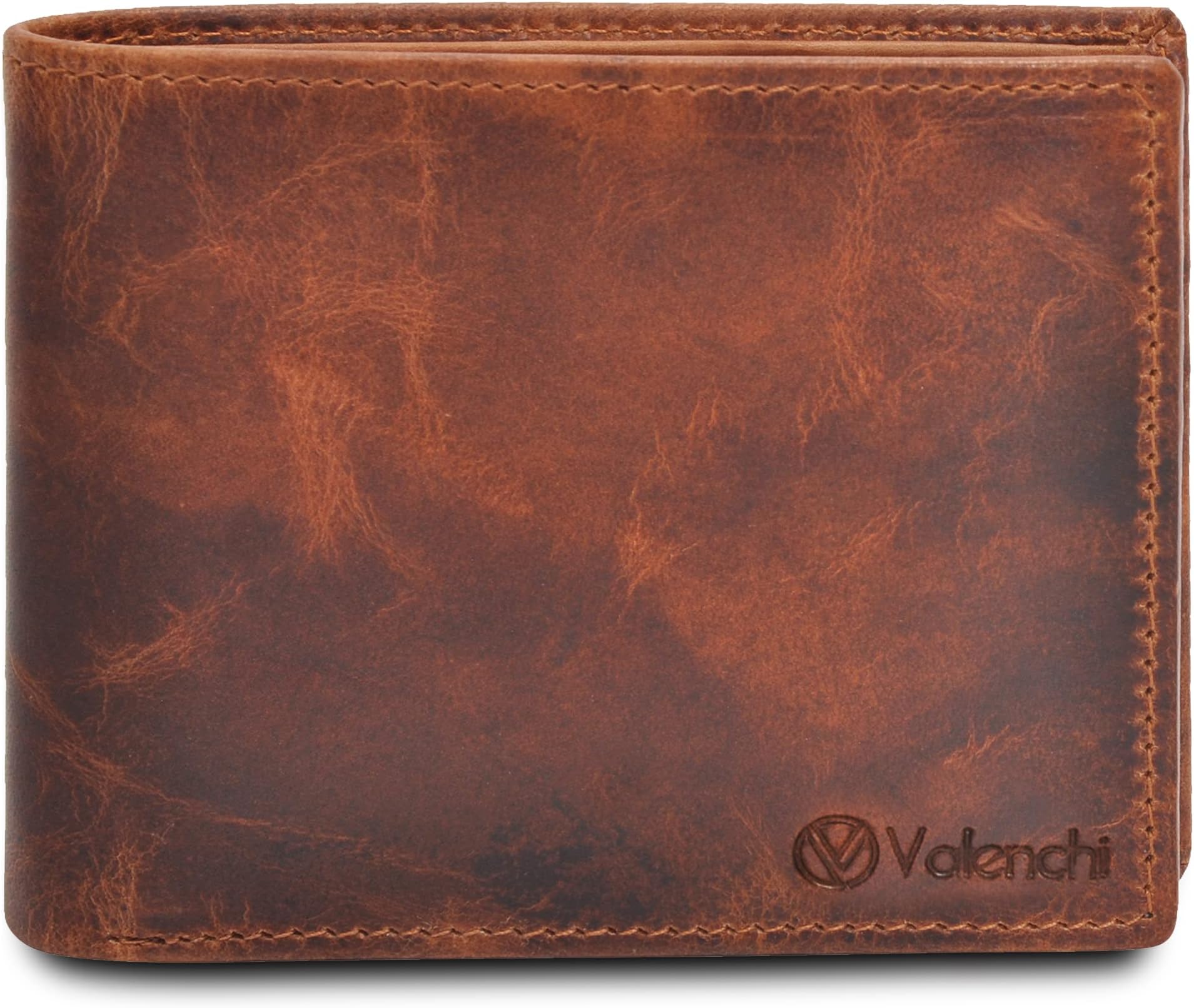VALENCHILeather Wallet For Men - RFID Blocking Wallet For Men - Slim Bifold Men's Wallet (Cognac Vintage)