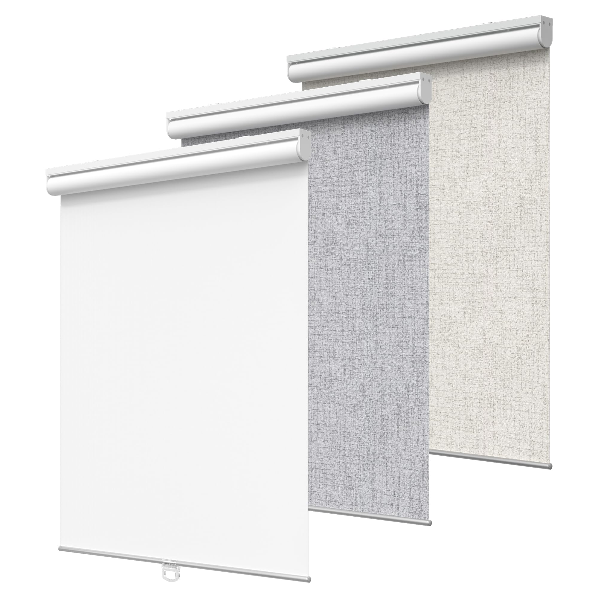 GENIMO 100% Blackout Roller Window Shades, Window Blinds Cordless with Thermal Insulated, UV Protection Fabric, French Door Blinds for Bedroom, Home, Office, Easy to Install, White, 20" W X 75" H