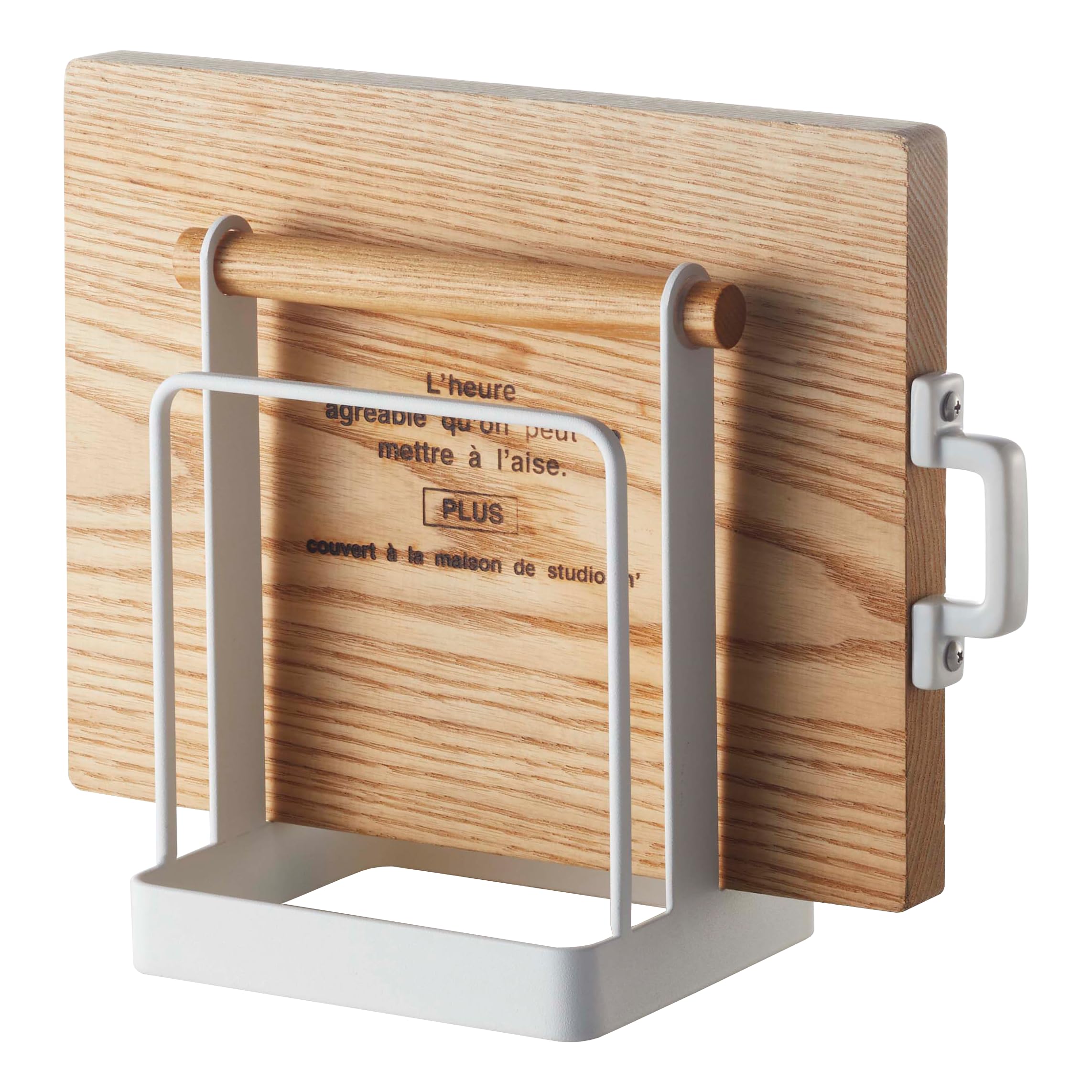 Range-planche Yamazaki Tosca haut de gamme en acier blanc et bois véritable