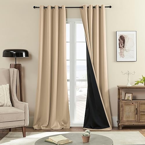 Miniatura 50 de Rutterllow - Cortinas 100% opacas, paneles de cortina con ojales, aislamiento térmico y bloqueo de luz para habitación y sala de estar, (2 paneles