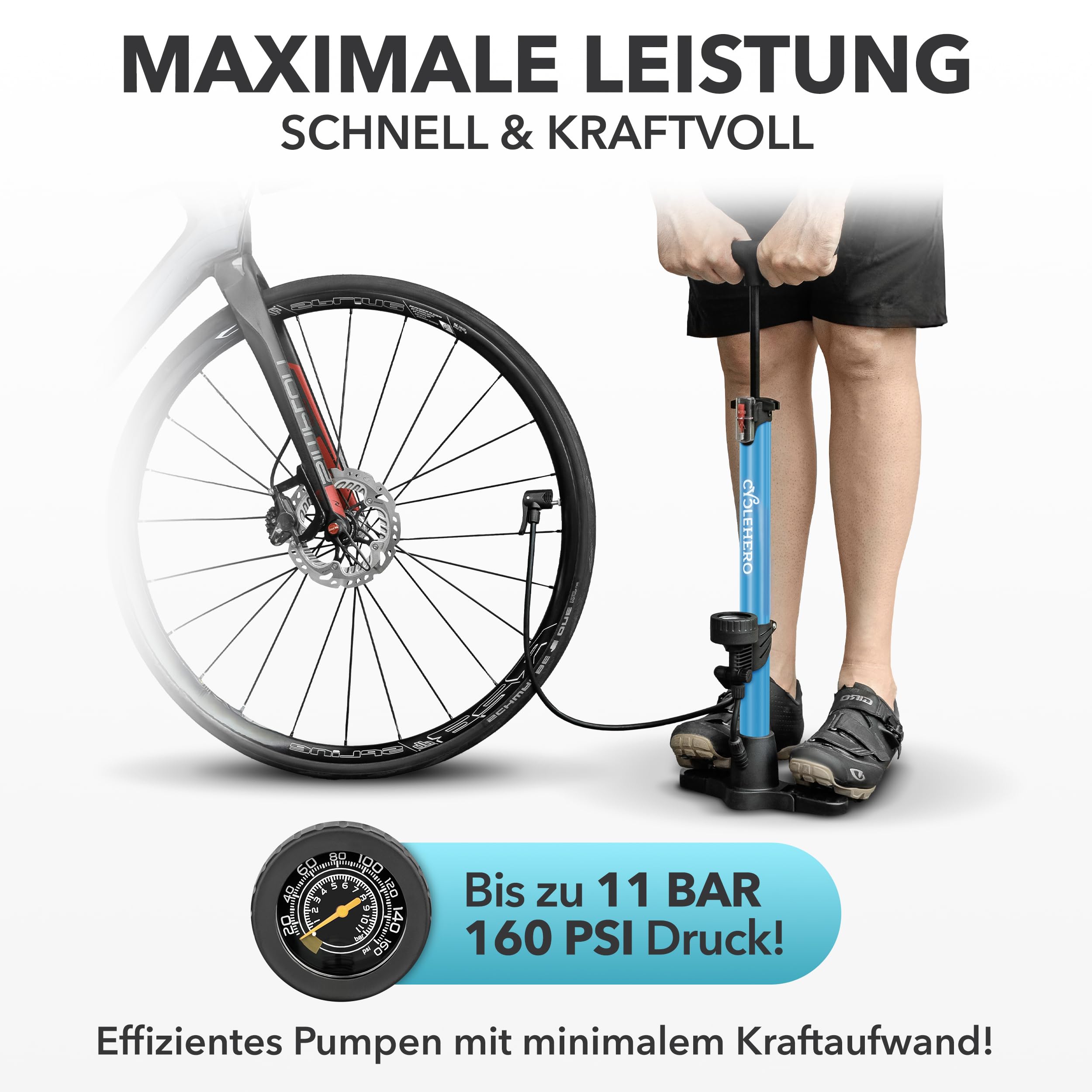 Pompka Rowerowa Na Wszystkie Wentyle - Test Bardzo Dobry + Wydajna - Do Roweru z Zaworem Francuskim, Manometrem i Postojowa