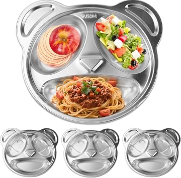 Nexboraque 4 Pack 304 Stainless Steel Divided Plates Tray