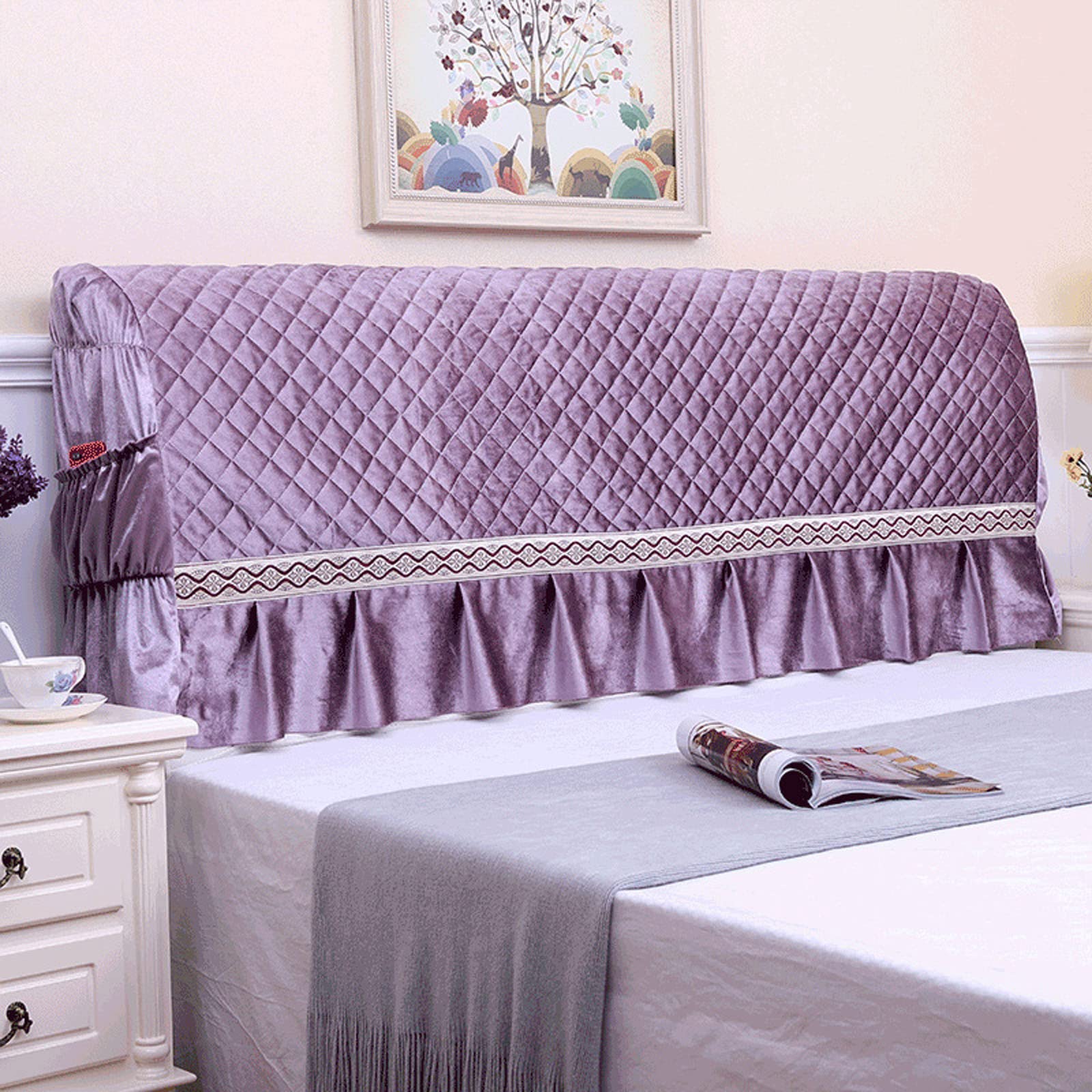 Cubierta de la Cabeza de la Cama Cabecero de la Cama Funda de cabecero Fundas para Cama Individual/Rey Cubierta a Prueba de Polvo para Camas Muebles elásticos de Madera Protectora,