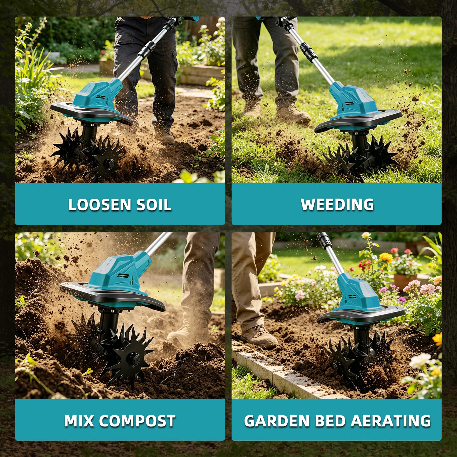 Motorizador inalámbrico, Compatible con Makita (no incluida), Profundidad de Trabajo de 17 cm, 270 RPM, Ancho de Trabajo de 22 cm