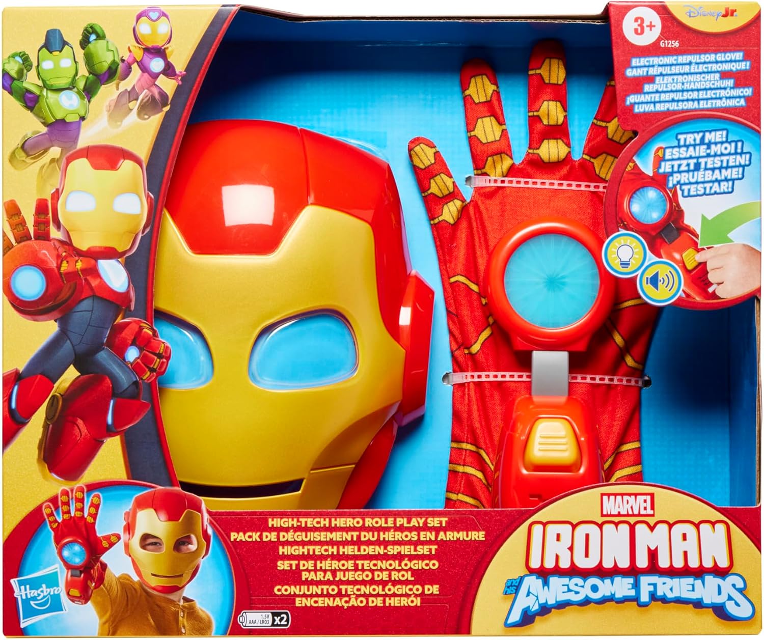 Marvel Iron Man and His Awesome Friends High-Tech Hero Role Play Set, Iron Man Mask and Electronic Glove, Super Hero Toys for Kids, Ages 3+