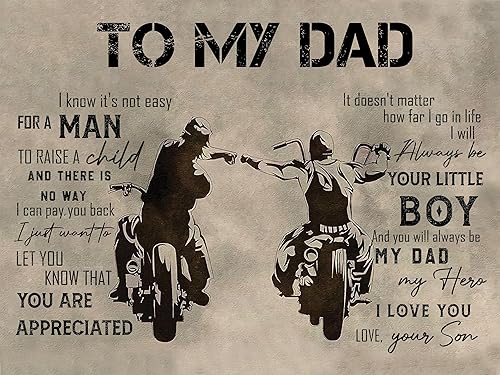 Schian Póster de pared de motocicleta con texto en inglés "To My Dad", decoración de Navidad, regalo de hijo, padre e hijo, amantes del
