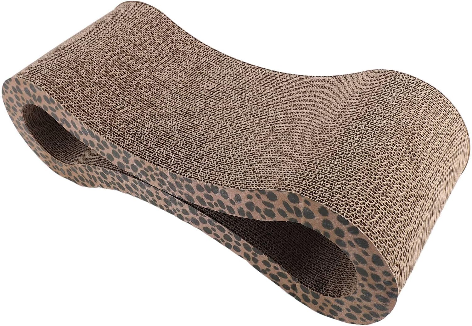 Cat Scratcher Lounge, Corrugated Cat Scratching Pad, Extra Thick Ergonomic Cardboard Bed for Cats, Reversible Scratch Board with Lounge Shape Design for Indoor Furniture (Leopard Color)