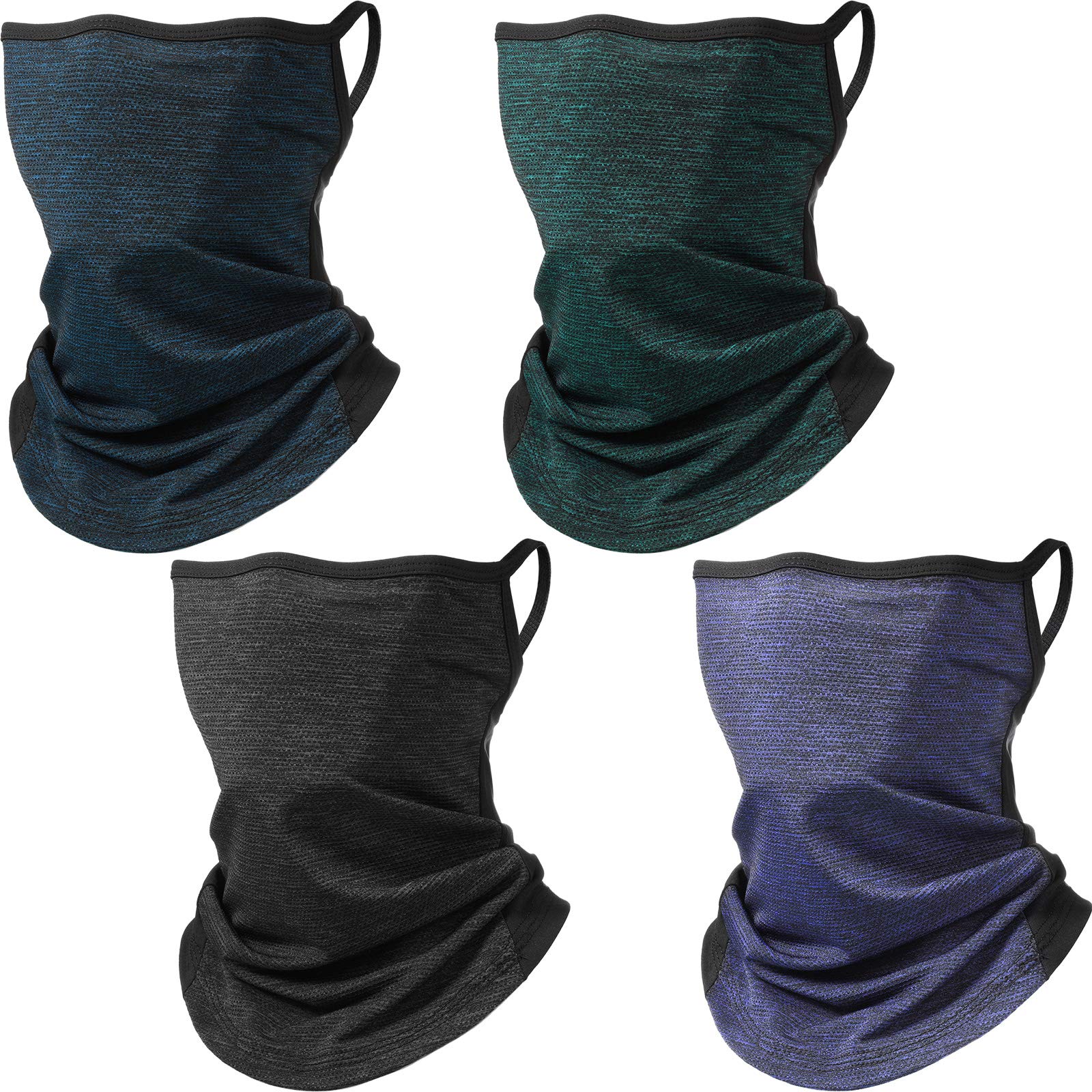 4 Pieces Bandanas Face Scarf Ear Loops Face Rave Cover Balaclava Neck Gaiter for Women Men Outdoors Sports