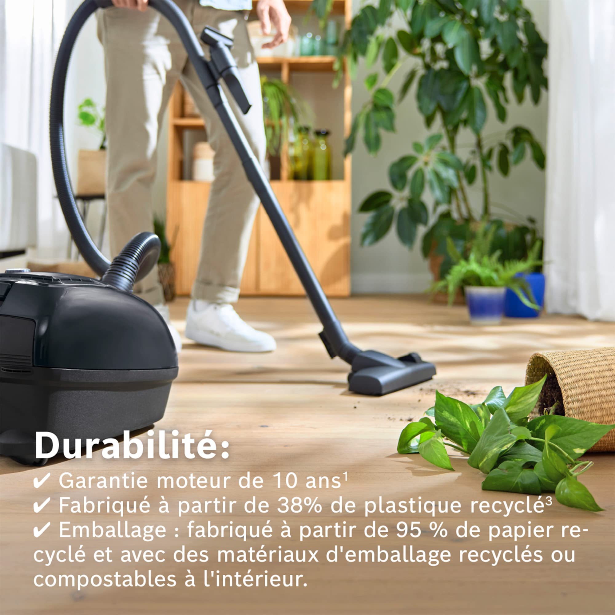 Bosch Electroménager Série 4, BGL38BA2H, aspirateur traîneau avec Sac, Compact et léger, Sac à poussière XL 4L, Filtre hygiénique PureAir Lavable, Rayon d'action 10 m, Noir