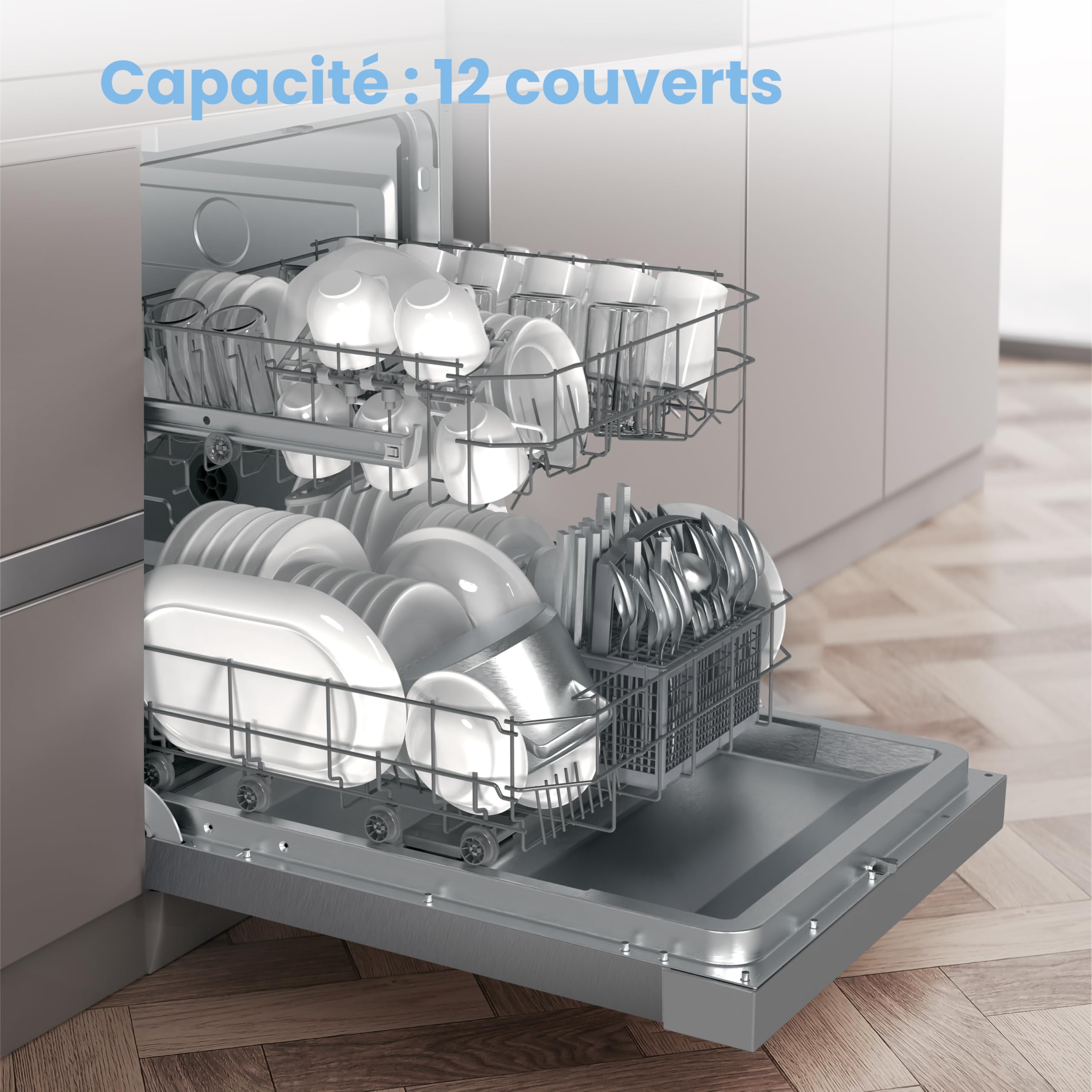COMFEE' CDWPF1201PS Lave-vaisselle Pose Libre 60 cm 12 couverts Acier Inoxydable 49 dB