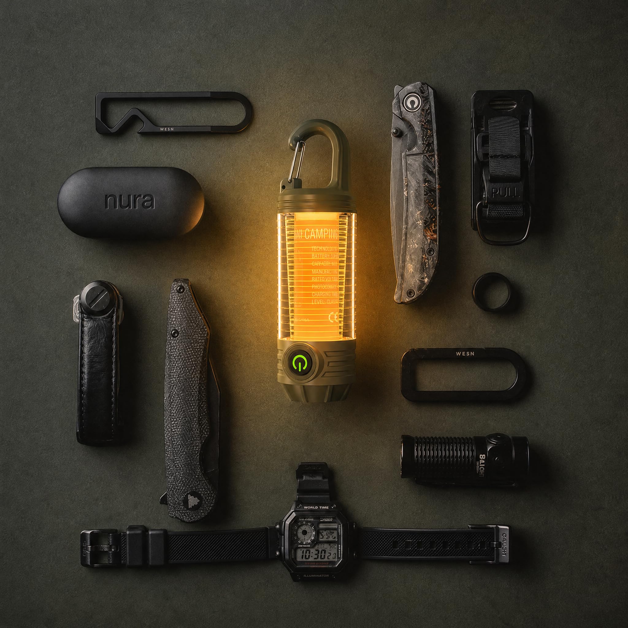 Lanterna, lanterna da campeggio a LED, da appendere, verde chiaro con Sos e 3 modalità, alimentata a batteria, luci sospese portatili per emergenza, interruzioni di corrente, uragano, all'aperto, uso