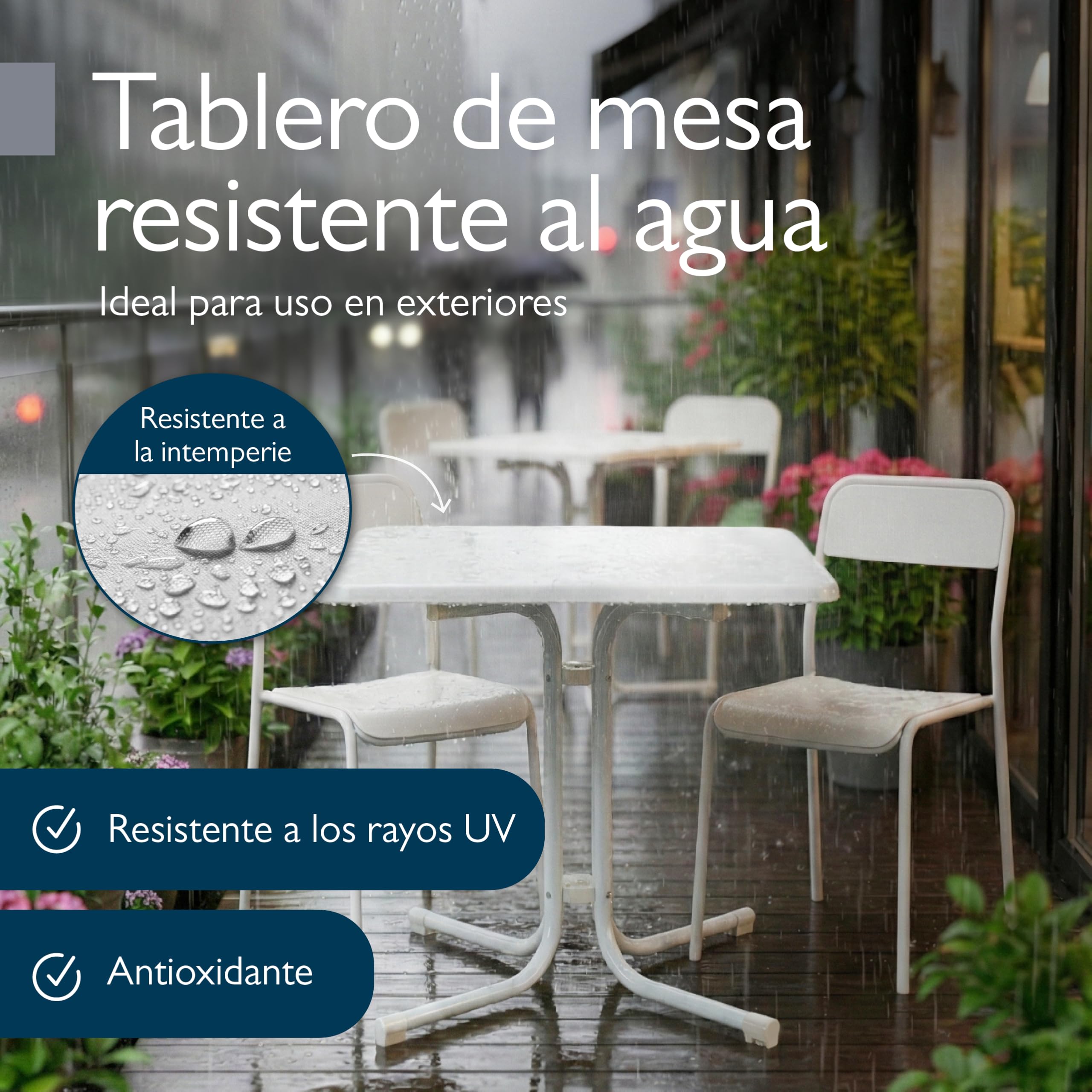 Beautissu Mesa Bistró Exterior 70x70 cm – Mesa Alta Cuadrada Plegable de Jardín, Terraza y Balcón – Mesa de Camping y Eventos Altura 70 cm – Blanca – Bistroni | 70x70cm blanco acero antioxidante para balcón jardín o terraza restaurante bar clima muebles r