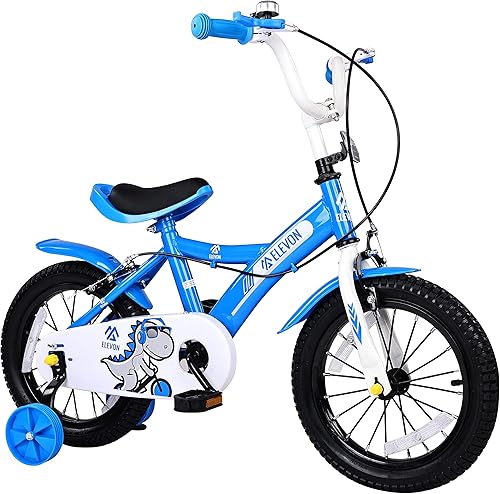 BalanceFrom Elevon Dinos Kids Bike Kids Bicycle with Removable Training Wheels and Basket Different Size and Color