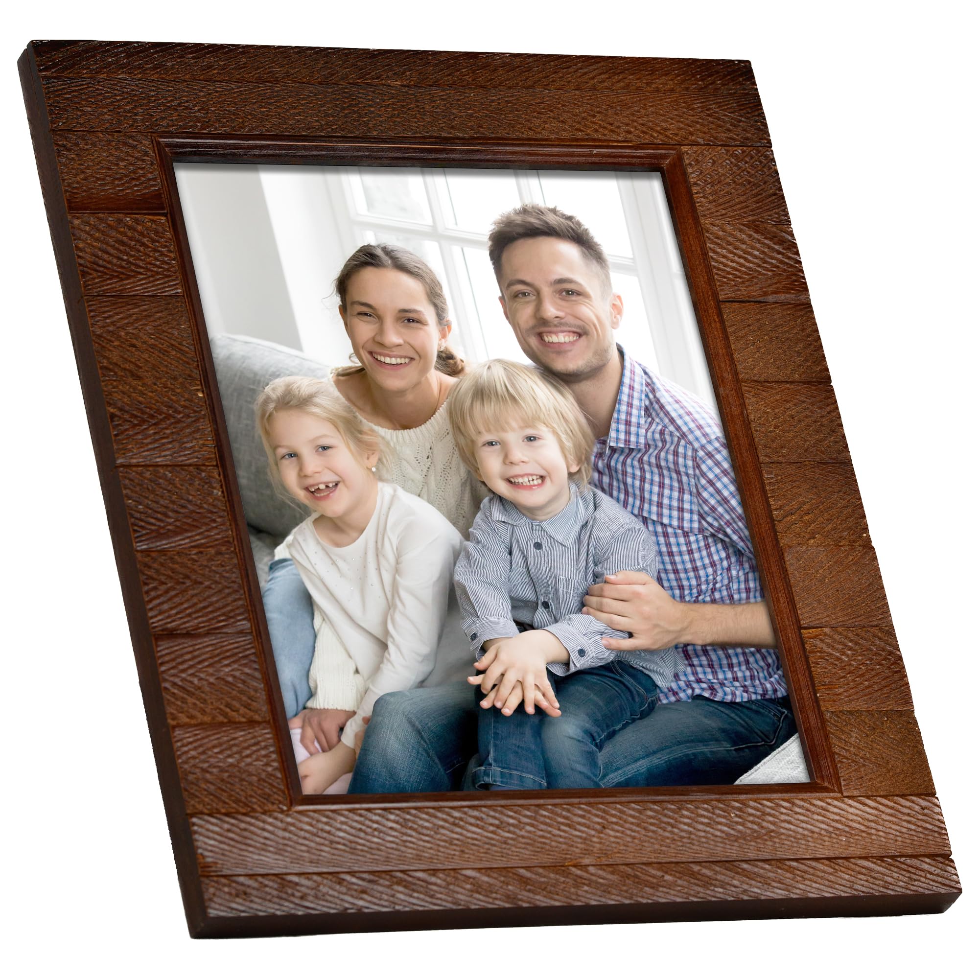 NWDCLF Rustic 8x10 Wood Picture Frame with Real Glass, Farmhouse Photo Frame for Tabletop & Wall Mount, Natural Wooden Frame for Family Photos, Gifts, Home Décor, Brown
