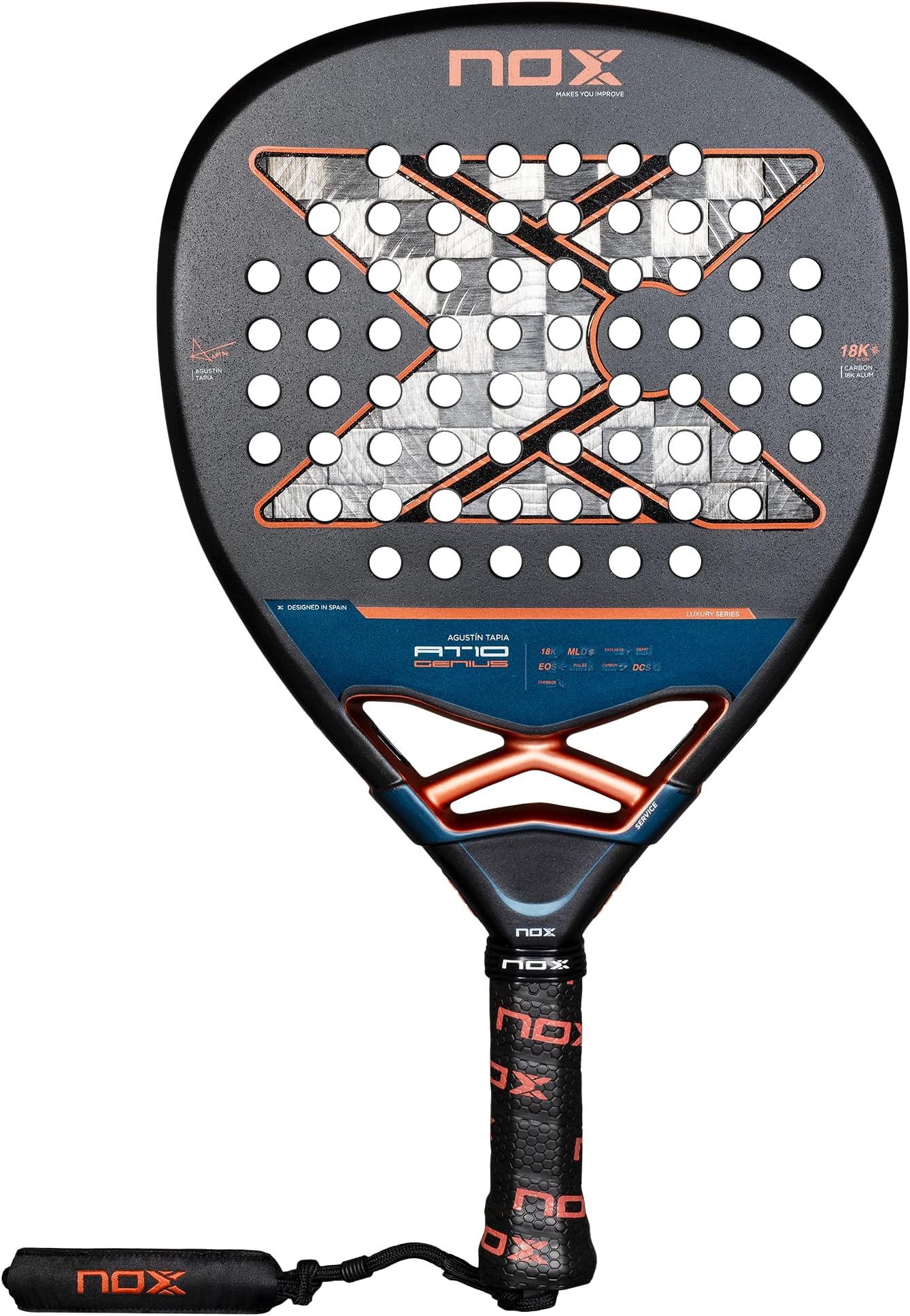 Nox At10 Genius Attack 18k Alum By Agustin Tapia Padel Racket 360-375 gr