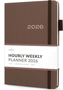 Skyline Dated Hourly Weekly Planner 2026 Agenda & Daily Appointment Book Time Blocking Notebook for Business Entrepreneurs, A5 Dark Terracotta