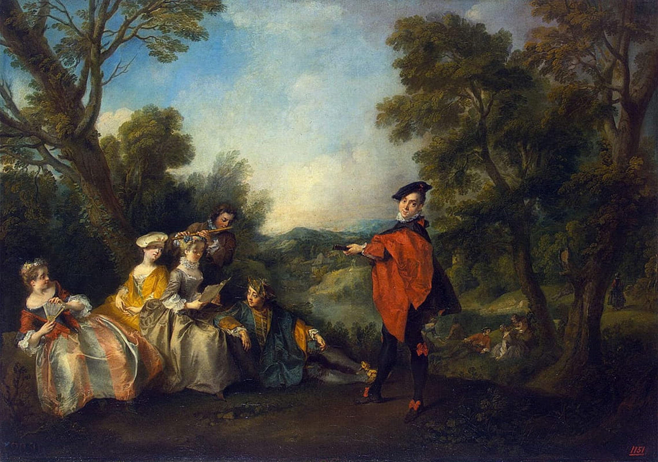 SERENDIPITP Abstract Painting Mural Print Picture Wall Decor Painting Concert in the Park by Nicolas Lancret Vintage Wall Artwork for Home Decor 60x90cm