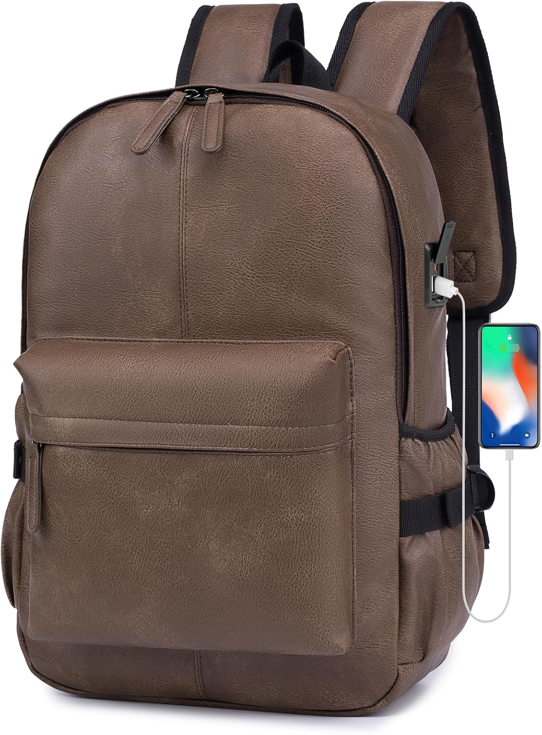 SPAHER Bagage Cabine 40x30x20 Wizzair Vueling 15,6Pouces Sac à Dos en Cuir pour Ordinateur Portable Unisexe Sac d&rsquo;école Randonnée Voyage Affaires Bagages en Plein air Collège pour Hommes Femmes