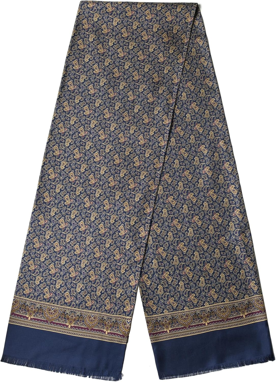 SHIROUYU Men's Silk Twill Scarf - 100% Mulberry Silk, Luxurious & Silky Soft, Extra Long for Warmth (Gift Packaged)
