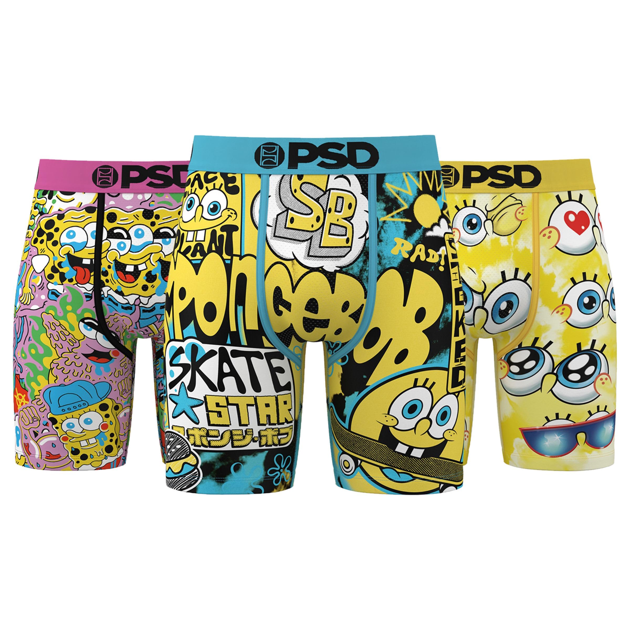 Psd Men's Spongebob 3-Pack Spongebob Boxer Brief 3-Pack, Multi, L