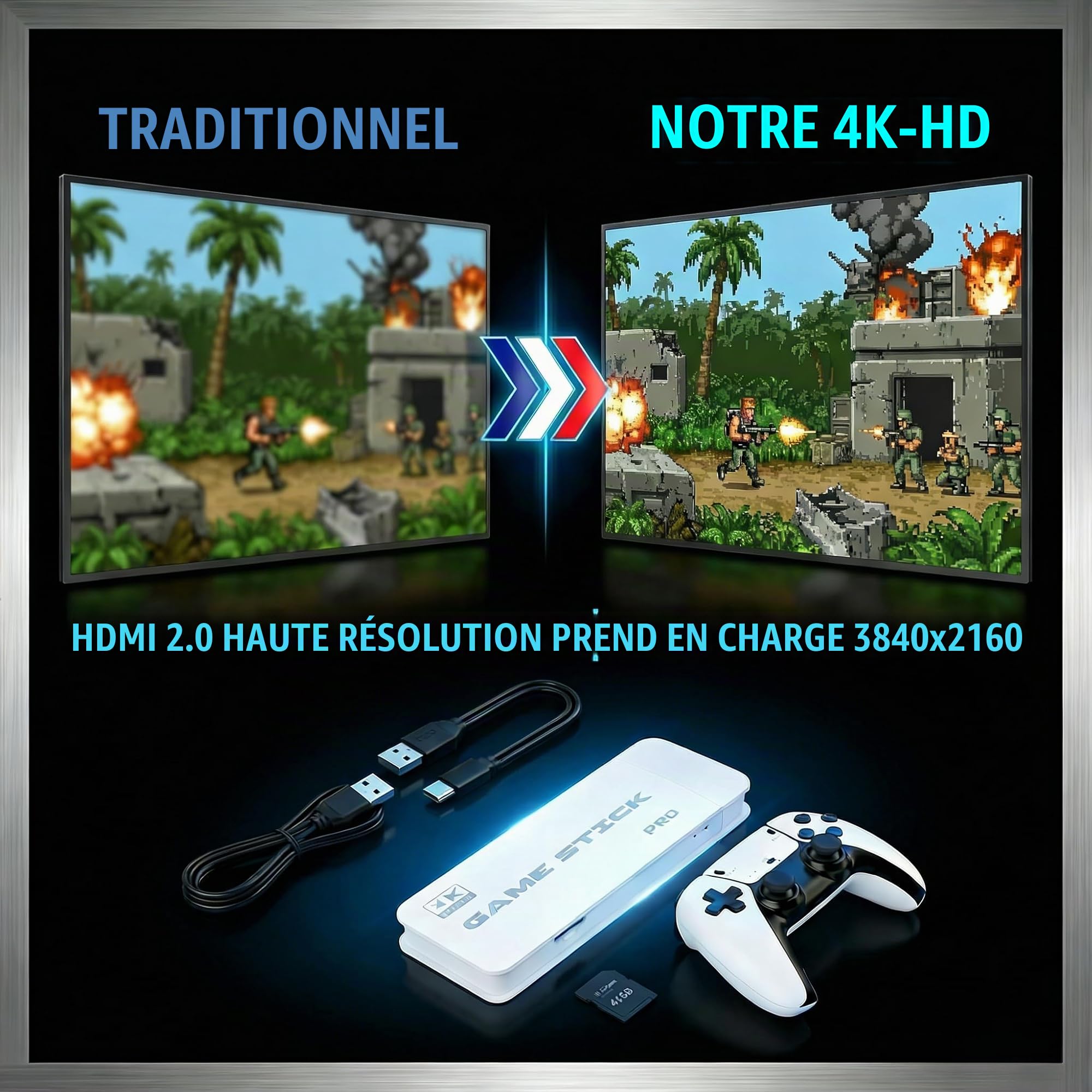 M15 Console Retrogaming avec Plus De 20 000 Jeux Classiques Intégrés,Console De Jeu Rétro Pro avec 2 Manettes sans Fil, Consoles 20000 Jeuxs, HDMI 4k pour Familles Adultes Garçons